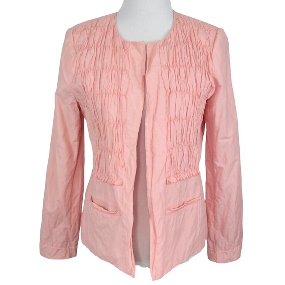 Chico's Jackets & Blazers - CHICO’S 1 Pintuck Crinkle Bubblegum Pink Open Nylon Blend Jacket Women’s Medium